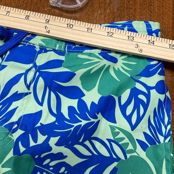 Floral Swim Trunks Blue Green Tropical Swimsuit Shorts Menswear - Picture 5 of 9